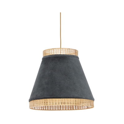 QAZQA Lampada a sospensione frills - Rustico - Acciaio,Malacca,Tessuto - Grigio/Beige/Oro/Ottone - Oblungo/Tondo Max. 1 x Watt