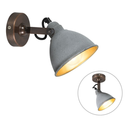 QAZQA Applique liko wl - Rustico - Acciaio - Grigio/Bronzo - Tondo Max. 1 x Watt características