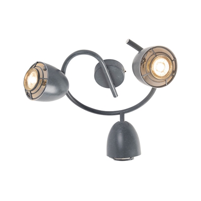 QAZQA Faretto plan - Industriale - Acciaio - Grigio - Organico Max. 3 x Watt