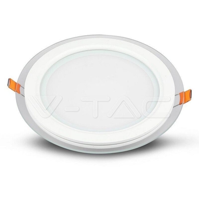 V-TAC VT-1881G Mini pannello LED incasso rotondo 18W bordo in vetro bianco freddo 6400K + Driver - SKU 4759
