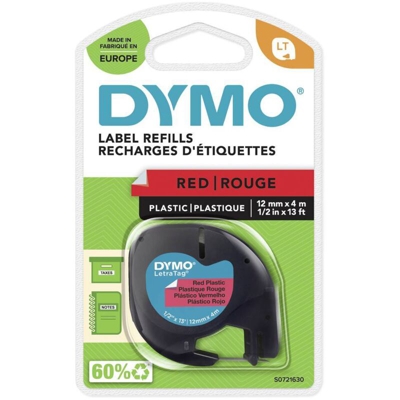 Nastro per etichette letratag 12mmx4m nero/rosso dymo
