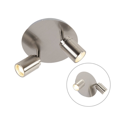 Plafoniera ducha - Moderno - Acciaio - Acciaio - Tondo Max. 2 x Watt - Qazqa