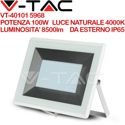 Faro LED V-TAC SMD 100W E-Series Colore Bianco 4000K IP65 características