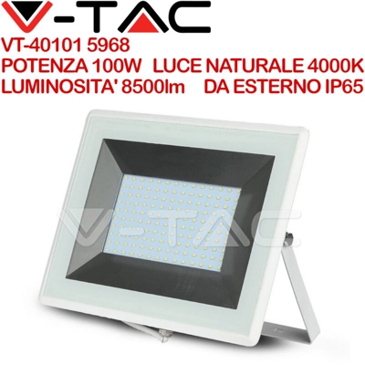 Faro LED V-TAC SMD 100W E-Series Colore Bianco 4000K IP65