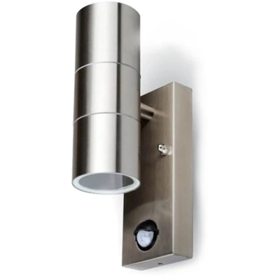 VT-7622PIR Portalampada da muro wall light acciaio 2xGU10 con sensore PIR - SKU 7503 - V-tac