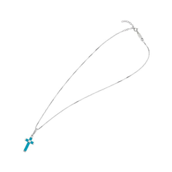 Collana Croce - Ciondolo, Pendente - da Donna - Azzurro in Argento, Zircone, Smalto, 44,5 cm - OTTAVIANI BY HOMEMANIA en oferta