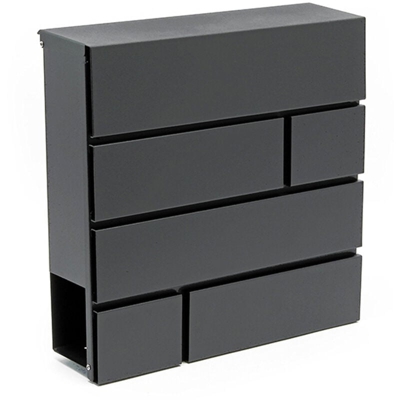 Cassetta postale di design V14 con scomparto per giornali, verniciata a polvere, antracite - WILTEC