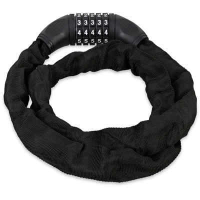 Lucchetto a Combinazione per Bicicletta, Codice a 5 Cifre, in Acciaio, 120 cm di Lunghezza, Nero - RELAXDAYS