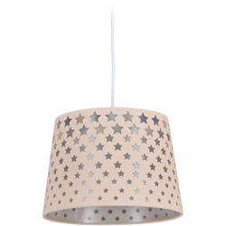 Relaxdays - Lampadario con Stelle per la Cameretta, Paralume Rotondo Stoffa, Lampada Sospesa da Soffitto Ø 27,5 cm, Rosa precio