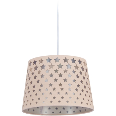 Relaxdays - Lampadario con Stelle per la Cameretta, Paralume Rotondo Stoffa, Lampada Sospesa da Soffitto Ø 27,5 cm, Rosa