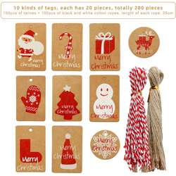 tag Natale insieme con il pacchetto contenente 200 allacciatura corda di canapa - ASUPERMALL en oferta