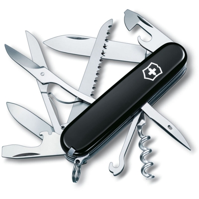 Coltello tascabile medio Victorinox Huntsman 1.3713.3B1 con 15 funzioni Include forbici e un taglialegna in blister-nero