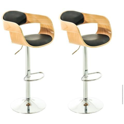 Set 2 Sgabelli rétro Kingston con Braccioli I Sgabelli Bar Girevole 360° in Similpelle E Legno I Coppia Sgabelli Alti Bancone Regolabili 63-77 CM Natura / Nero características