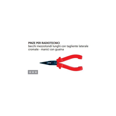 ORECA-PINZE PER RADIOTECNICI BECCHI MEZZOTONDI LUNGHI TAGLIENTE LATERALE mm 140 CROMATE