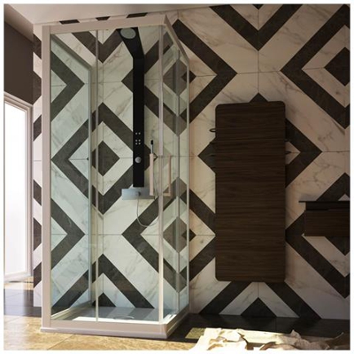 Box Doccia 3 Lati In Pvc 75x80x75 Cm H190 Vetro Trasparente Mod. Lite Profilo Bianco