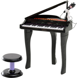 Homcom Mini Pianoforte Giocattolo per Bambini con Microfono e Sgabello, Nero características