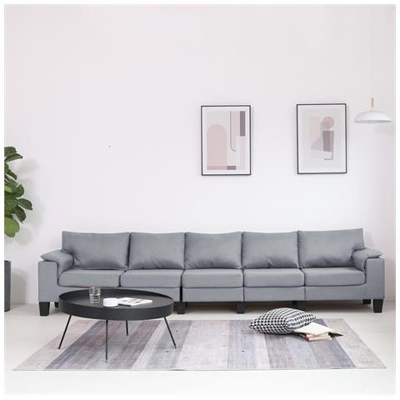 Divano A 5 Posti Grigio Chiaro In Tessuto