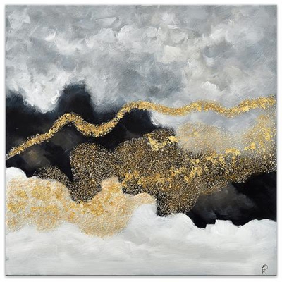 Cielo Astratto Quadro, Dipinto A Mano Astratto Su Tela Con Decorazioni In Rilievo E Montato Su Telaio Estetico Alto As477x1