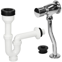 Valvola scarico orinatoio toilette pulsante automatico cromato 1/2" + sifone - ECD GERMANY en oferta