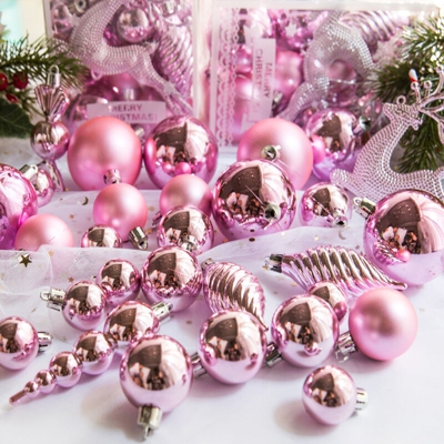 decorazioni natalizie dipinte luce pallonetto rosa 30 - ASUPERMALL