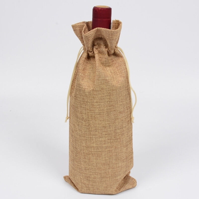 15 * 35cm di juta borse borsa vino vino coulisse tote Khaki Khaki 3 - ASUPERMALL