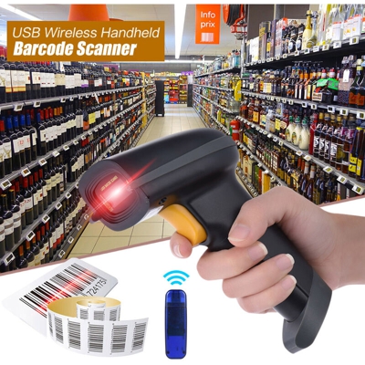 Scanner di codici laser (potenza 1MW) con ricevitore USB Cavo di ricarica USB nero (codice unidimensionale) - ASUPERMALL