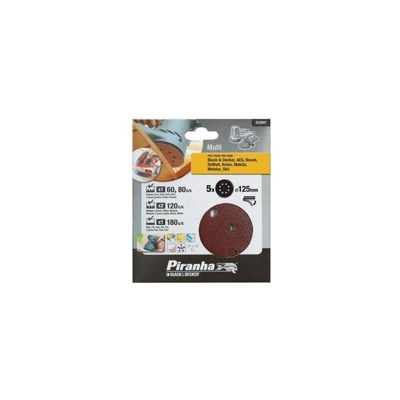 BLACK&DECKER PIRANHA-5 DISCHI CARTA ABRASIVA PER ROTORBITALE mm 125 GRANA ASSORTITA X32047 - BLACK & DECKER