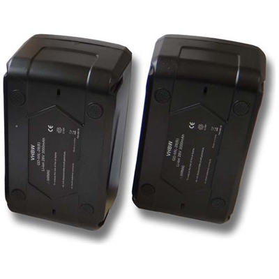 Set Risparmio 2x Li-ioni Batterie 3000mah (28v) Per Milwaukee Hd28 Cs Sega Circolare Etc. Come 48-11-1830, 48-11-2830, 48-11-2850.