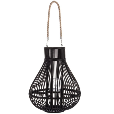 Lanterna con manico da esterno nera in bamboo h 25 cm decorazione giardino - ANDREA BIZZOTTO
