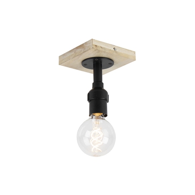 QAZQA Plafoniera tubs cl - Industriale - Acciaio,Legno - Nero/Marrone - Oblungo/Quadrato/Cilindro Max. 1 x Watt