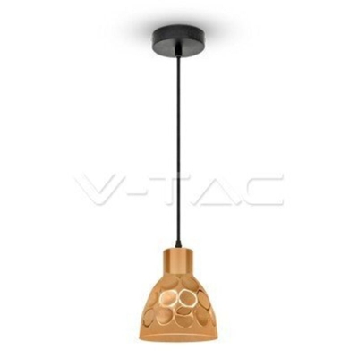 Lampadario LED V-TAC a Cono in Metallo con Portalampada E27 (Max 60W) Colore Oro Rosa a Specchio Ø150mm