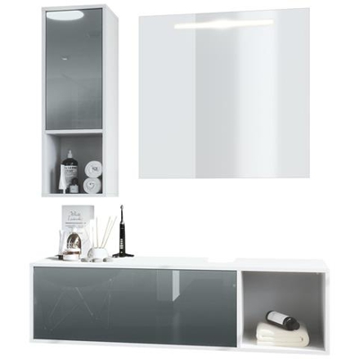 Set Arredo Bagno Ravenna In Bianco Opaco E Grigio Lucido