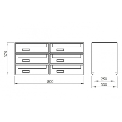Casellario postale alluminio passante SC6 6 posti alluminio silver da 6 posti - SILMEC