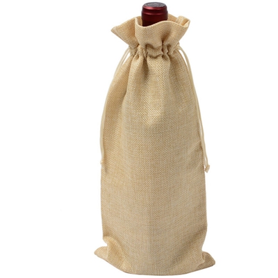 15 * 35cm di juta borse borsa vino vino coulisse tote beige Beige 2 - ASUPERMALL
