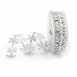 celebrazione decorazione di Natale a ultrasuoni in rilievo nastro 10 metri d'argento 2,5 centimetri - ASUPERMALL en oferta