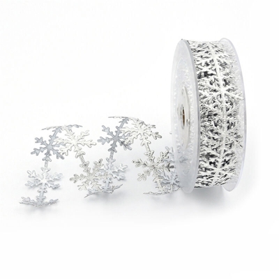 celebrazione decorazione di Natale a ultrasuoni in rilievo nastro 10 metri d'argento 2,5 centimetri - ASUPERMALL