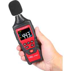 Misuratore di decibel digitale Schermo a colori LCD Intervallo di misurazione 30-130 dB (pesato A) con custodia rossa (spedita senza batterie) precio