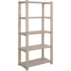 Scaffale In Legno Natural 5 Piani Per Ripostiglio Cantina Cm 80X30Xh170 (20786) - EAC en oferta