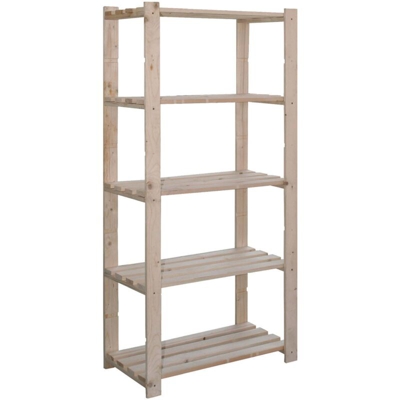 Scaffale In Legno Natural 5 Piani Per Ripostiglio Cantina Cm 80X30Xh170 (20786) - EAC