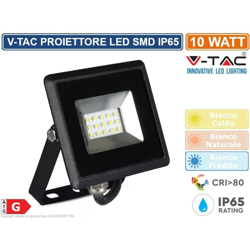 Faro LED V-TAC SMD 10W E-Series Colore Nero 6500K IP65 precio