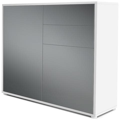 Comodino Bari In Bianco Opaco E Seta Grafite Opaca