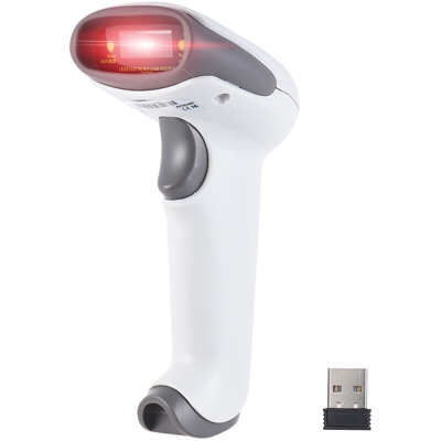 Scanner per pistola di scansione wireless 2.4G laser unidimensionale con ricevitore del cavo dati bianco - ASUPERMALL