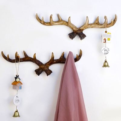 Retro corna decorativi sul gancio chiave parete - caffe scuro - ASUPERMALL