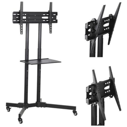 Supporto Per Tv Con Ruote A Terra Ripiano Per Monitor Tv Lcd Led Plasma Da 32 A 65 Pollici Vesa Da 200x200 Mm A 600x400 Mm Altezza E Angolo Regolabile características