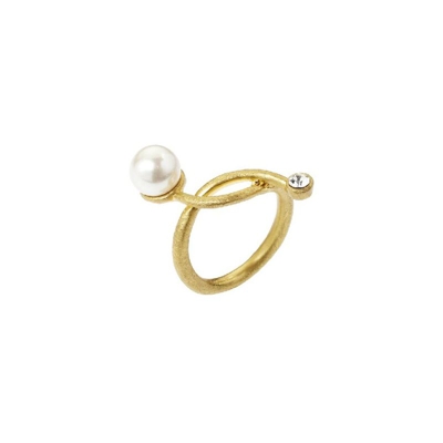 Anello Fantasia - Gioiello, Elegante - da Donna - Oro in Zinco, Ottone, Perle, Taglia 14 - OTTAVIANI BY HOMEMANIA