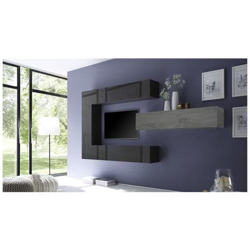 Cube 2 C - Parete Attrezzata Rovere Grigio E Antracite Laccato Lucido en oferta