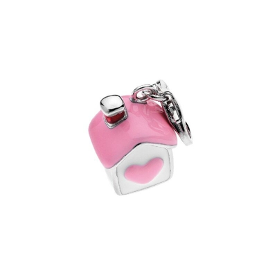 Charm Fantasia - Ciondolo, Accessorio - Per Bracciale, Braccialetto, Collana, Pendente - Rosa in Argento, Smalto, 0,8 x 2,1 cm - OTTAVIANI BY