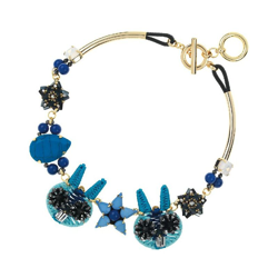 Collana Fantasia - Ciondolo, Pendente - da Donna - Azzurro in Zinco, Ottone, Rafia, Perline, Strass, Resina, Cristallo, 47,5 cm - OTTAVIANI BY en oferta
