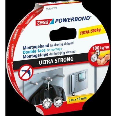 Nastro Biadesivo Tesa Powerbond Extraforte Ml 1,5X19Mm Raggi Uv Fissaggio
