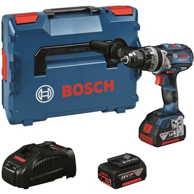 Bosch Professional 06019G0308 Kit con Trapano Avvitatore Battente, 90 W, 18 V, Blu